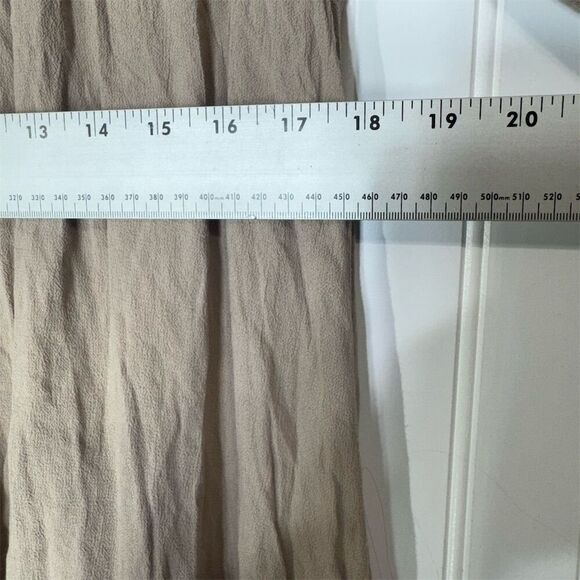 Kori America L Boho Taupe Mini Dress Crochet Bell Sleeve Babydoll Lagenlook - Picture 5 of 9